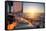 Sailing Ship Luxury Yacht Boat in the Sea during Amazing Sunset.-De Visu-Framed Stretched Canvas