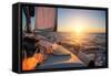 Sailing Ship Luxury Yacht Boat in the Sea during Amazing Sunset.-De Visu-Framed Stretched Canvas