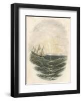 Sailing Ship on the Crest of a Wave Basks in the Glow of a Sunset at Sea-null-Framed Art Print