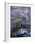 Sailing Ship Passing a Lighthouse Marking the Way to Home Port, 1800s-null-Framed Giclee Print