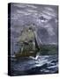 Sailing Ship Passing a Lighthouse Marking the Way to Home Port, 1800s-null-Stretched Canvas