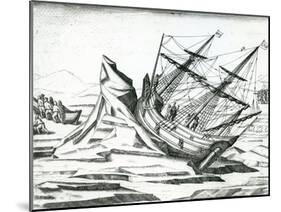 Sailing Ship Stranded on Iceberg from 'India Orientalis' 1598-Theodore de Bry-Mounted Giclee Print