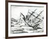 Sailing Ship Stranded on Iceberg from 'India Orientalis' 1598-Theodore de Bry-Framed Giclee Print