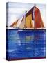 Sailing Ship with Coloured Sails in a Very Blue Sea-null-Stretched Canvas
