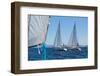 Sailing Ship Yachts with White Sails in a Row.-De Visu-Framed Photographic Print