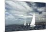 Sailing Ship Yachts with White Sails in a Row.-De Visu-Mounted Photographic Print