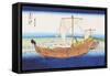 Sailing Ships at Sea-Katsushika Hokusai-Framed Stretched Canvas