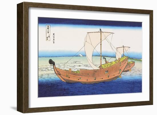 Sailing Ships at Sea-Katsushika Hokusai-Framed Art Print