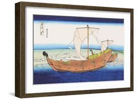 Sailing Ships at Sea-Katsushika Hokusai-Framed Art Print