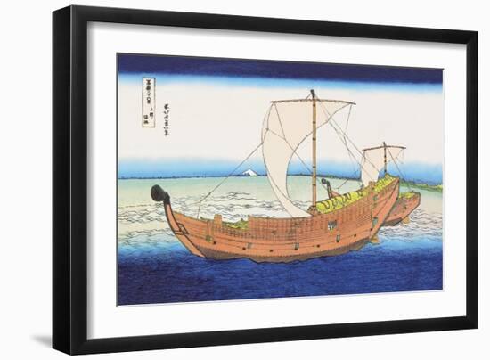 Sailing Ships at Sea-Katsushika Hokusai-Framed Art Print