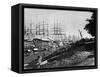 Sailing Ships Docked at Calcutta-null-Framed Stretched Canvas