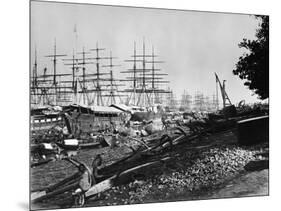 Sailing Ships Docked at Calcutta-null-Mounted Photographic Print