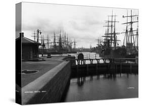 Sailing Ships in Swansea Docks-null-Stretched Canvas