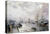 Sailing Ships in the Port of Hamburg, 1889-Carl Rodeck-Stretched Canvas