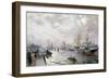 Sailing Ships in the Port of Hamburg, 1889-Carl Rodeck-Framed Giclee Print