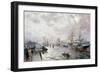 Sailing Ships in the Port of Hamburg, 1889-Carl Rodeck-Framed Giclee Print