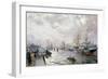 Sailing Ships in the Port of Hamburg, 1889-Carl Rodeck-Framed Giclee Print