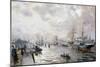 Sailing Ships in the Port of Hamburg, 1889-Carl Rodeck-Mounted Giclee Print