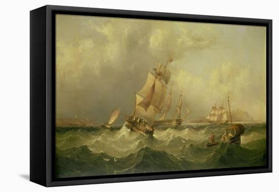 Sailing Ships Off the Coast at Tynemouth-Henry Redmore-Framed Stretched Canvas