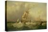 Sailing Ships Off the Coast at Tynemouth-Henry Redmore-Stretched Canvas