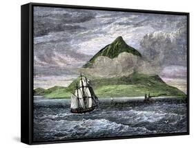 Sailing Ships Passing the Peak of Tenerife, or Teyde, Canary Islands, 1800s-null-Framed Stretched Canvas