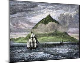 Sailing Ships Passing the Peak of Tenerife, or Teyde, Canary Islands, 1800s-null-Mounted Giclee Print