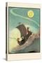 Sailing The Wooden Shoe By Moonlight-Eugene Field-Stretched Canvas