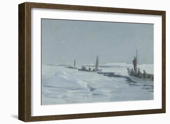 Sailing Towards Elephant Island Through Open Pack Ice, Weddell Sea-George Marston-Framed Giclee Print