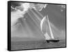 Sailing under sunbeams, L'Anse Bay, Michigan '13-Monte Nagler-Framed Stretched Canvas