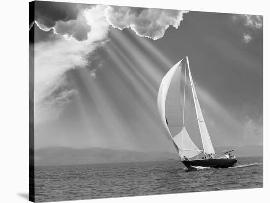 Sailing under sunbeams, L'Anse Bay, Michigan '13-Monte Nagler-Stretched Canvas