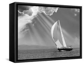 Sailing under sunbeams, L'Anse Bay, Michigan '13-Monte Nagler-Framed Stretched Canvas