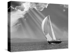 Sailing under sunbeams, L'Anse Bay, Michigan '13-Monte Nagler-Stretched Canvas
