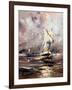 Sailing Vessel In A Stormy Sea-balaikin2009-Framed Art Print