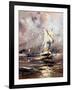 Sailing Vessel In A Stormy Sea-balaikin2009-Framed Art Print