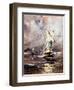 Sailing Vessel In A Stormy Sea-balaikin2009-Framed Art Print