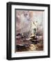 Sailing Vessel In A Stormy Sea-balaikin2009-Framed Art Print