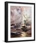 Sailing Vessel In A Stormy Sea-balaikin2009-Framed Art Print