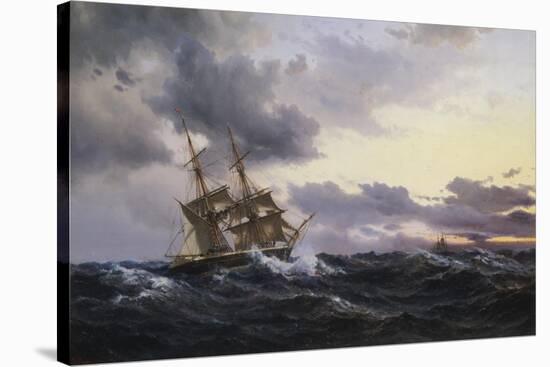 Sailing Vessels in a Stormy Sea, 1879-Wilhelm Melbye-Stretched Canvas