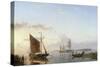 Sailing Vessels in an Estuary, 1853 (Oil on Canvas)-Hermanus Koekkoek-Stretched Canvas