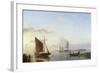 Sailing Vessels in an Estuary, 1853 (Oil on Canvas)-Hermanus Koekkoek-Framed Giclee Print