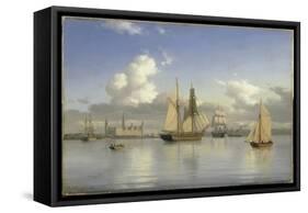 Sailing Vessels off Kronborg Castle, Sweden, 1880-Carl Emil Baagoe-Framed Stretched Canvas