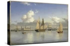 Sailing Vessels off Kronborg Castle, Sweden, 1880-Carl Emil Baagoe-Stretched Canvas