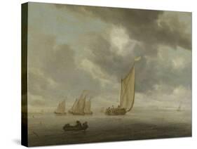 Sailing Vessels on a Inland Body of Water-Salomon van Ruysdael-Stretched Canvas