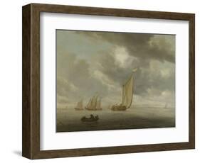 Sailing Vessels on a Inland Body of Water-Salomon van Ruysdael-Framed Art Print