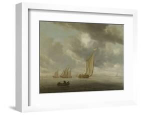 Sailing Vessels on a Inland Body of Water-Salomon van Ruysdael-Framed Art Print