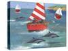 Sailing with Dolphins-Peter Adderley-Stretched Canvas