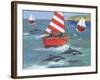 Sailing with Dolphins-Peter Adderley-Framed Art Print