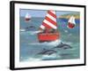 Sailing with Dolphins-Peter Adderley-Framed Art Print