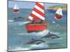 Sailing with Dolphins-Peter Adderley-Mounted Art Print