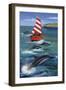 Sailing with Dolphins-Peter Adderley-Framed Art Print